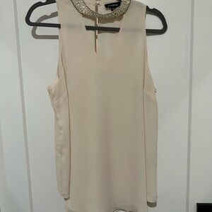 Le Château Cream Beaded Collar Top